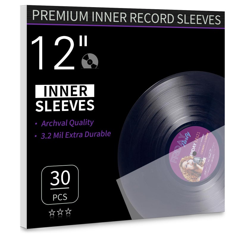 Coidea Vinyl Record Inner Sleeves, 30 Anti Static 12" LP Vinyl Inner Sleeves, Premium Protective Plastic Vinyl Sleeves Albums Covers for 33 RPM Record Protection Collection Storage Vinyl Lovers Gift - Image 1