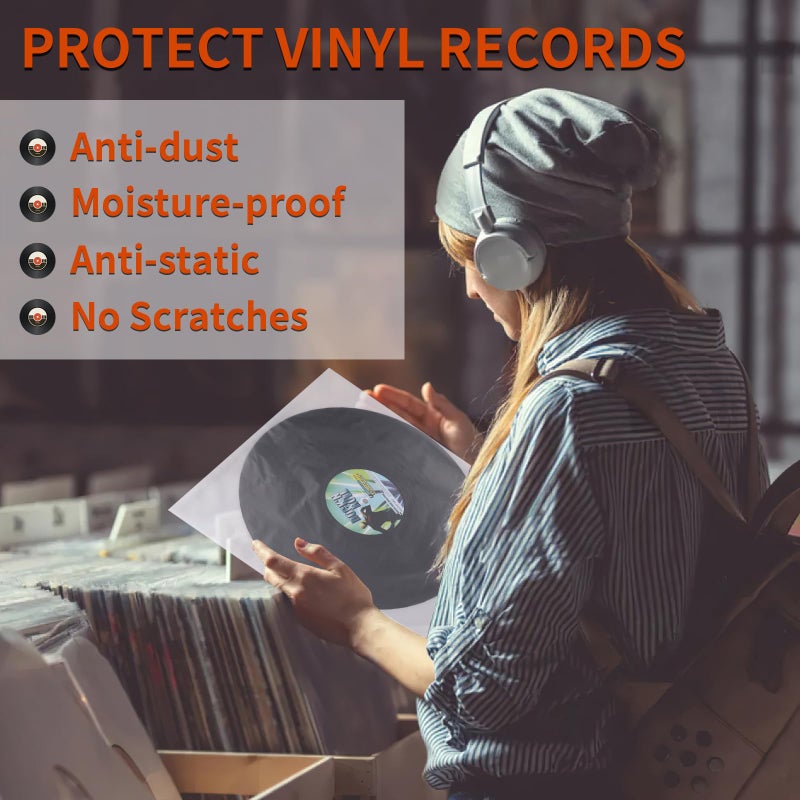 Coidea Vinyl Record Inner Sleeves, 30 Anti Static 12" LP Vinyl Inner Sleeves, Premium Protective Plastic Vinyl Sleeves Albums Covers for 33 RPM Record Protection Collection Storage Vinyl Lovers Gift - Image 5