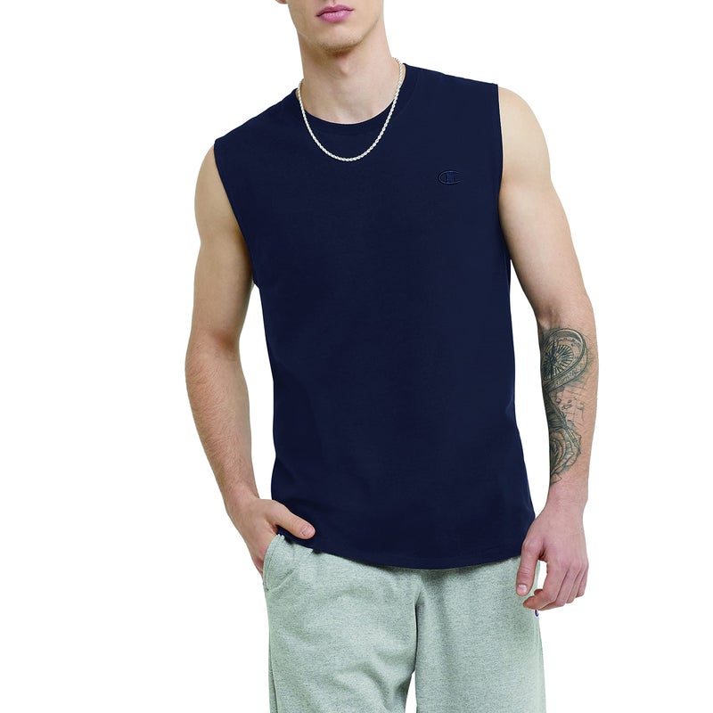 Champion Mens Muscle Tank, Classic Graphic Tee, Sleeveless T-shirt For (Reg. Or Big & Tall), Navy, Large US - Image 1