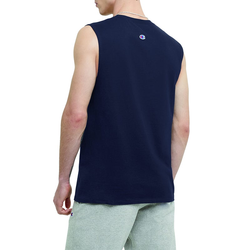 Champion Mens Muscle Tank, Classic Graphic Tee, Sleeveless T-shirt For (Reg. Or Big & Tall), Navy, Large US - Image 3