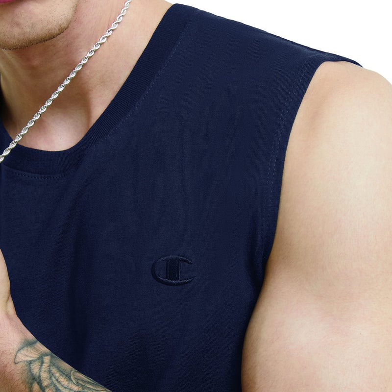 Champion Mens Muscle Tank, Classic Graphic Tee, Sleeveless T-shirt For (Reg. Or Big & Tall), Navy, Large US - Image 5