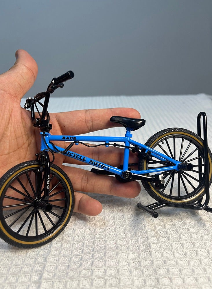 1:10 Model Alloy Bicycle Diecast Mini Model Toy Blue Bike Mountain Finger Bicycle With Bracket Simulation Collection Gifts Toy - Image 1