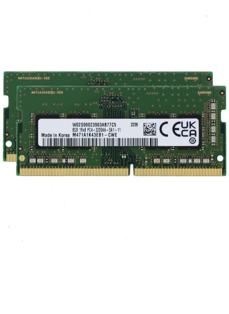 ماركة غير محددة طقم رام لابتوب DDR4 سعة 16 جيجا (2×8 جيجا) - سرعة 3200 ميجاهرتز، توقيت CL22، جهد 1.2 فولت 