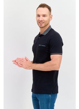 Denim  Flower x Ricky Singh Men Regular Fit Solid Short Sleeves Polo Shirt, Navy  - Image 2