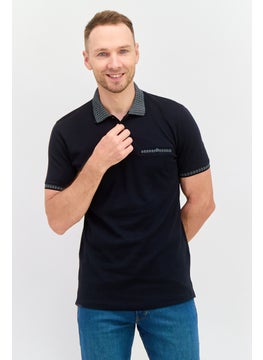 Denim  Flower x Ricky Singh Men Regular Fit Solid Short Sleeves Polo Shirt, Navy  - Image 1