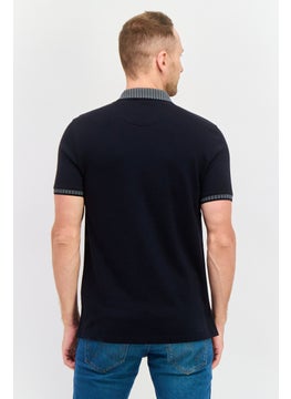 Denim  Flower x Ricky Singh Men Regular Fit Solid Short Sleeves Polo Shirt, Navy  - Image 3