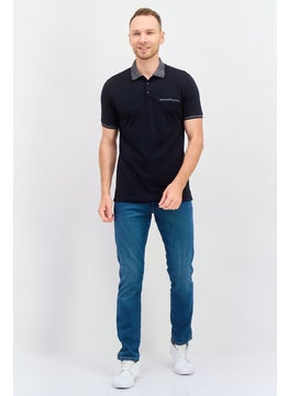 Denim  Flower x Ricky Singh Men Regular Fit Solid Short Sleeves Polo Shirt, Navy  - Image 4