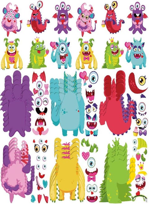 Outus Valentine's Day Craft Kits Face Stickers for Kids Valentines Party Favors Supplies Make Your Own Face Stickers Heart Animal Crafts for Kids Birthday School Class Party Decorations (24 Sets)