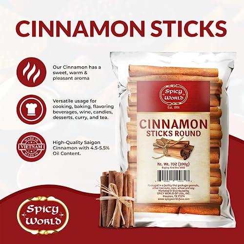 Spicy World Cinnamon Sticks 7 Ounce Bag - 36-44 Sticks - Perfect for Baking, Cooking & Beverages - 3+ Inches Length - Cassia Saigon Cinnamon from Vietnam - Image 2