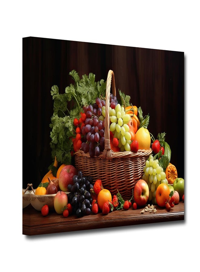CXHOSTENT Kitchen Canvas Wall Art Fruit Picture Various Fresh Fruits Vegetable Painting Prints for Kitchen Restaurant Dining Room Decor Framed (Fruit-2, 12.00"x18.00") - Image 1