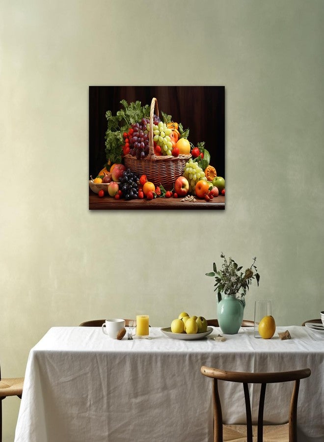CXHOSTENT Kitchen Canvas Wall Art Fruit Picture Various Fresh Fruits Vegetable Painting Prints for Kitchen Restaurant Dining Room Decor Framed (Fruit-2, 12.00"x18.00") - Image 3