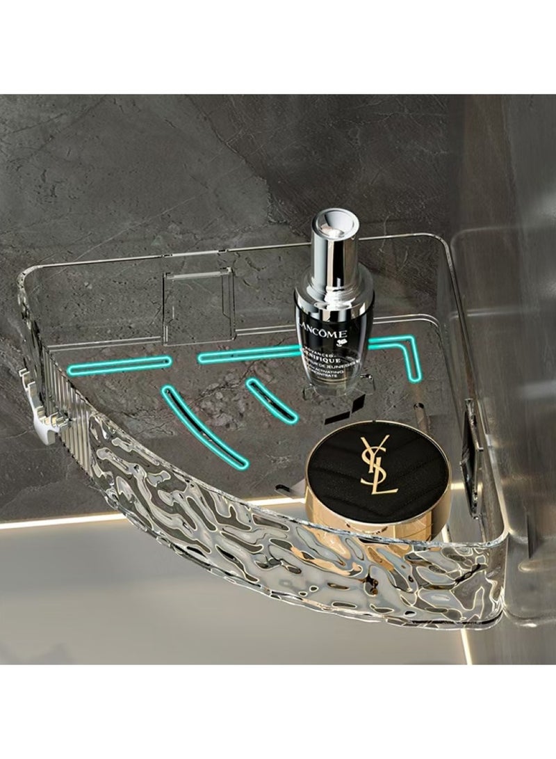 UrbanEssentia Shower Caddy Shelf, Set Of 2pcs, Corner Bathroom Shelf For Bathroom Organizer And Storage, No-Drilling Shower Organizer, Transparent ABS+PET Bathroom Accessories (Transparent Black) - Image 5