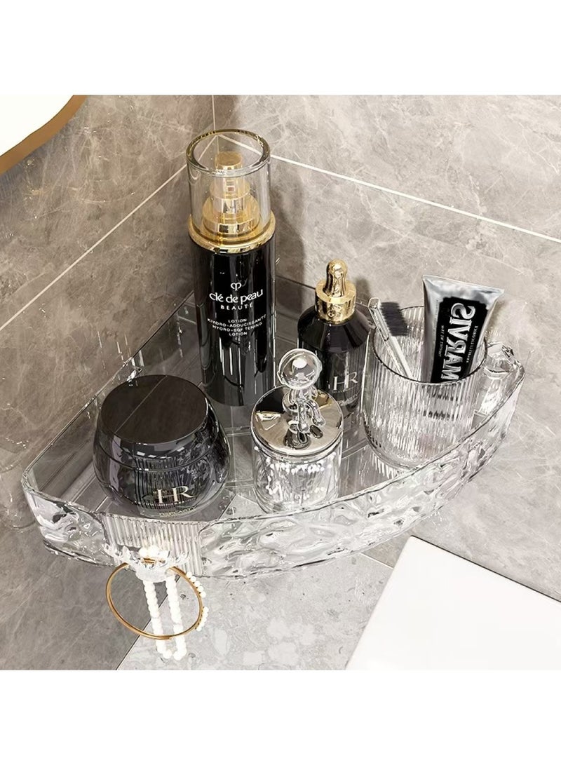 UrbanEssentia Shower Caddy Shelf, Set Of 2pcs, Corner Bathroom Shelf For Bathroom Organizer And Storage, No-Drilling Shower Organizer, Transparent ABS+PET Bathroom Accessories (Transparent Black) - Image 4