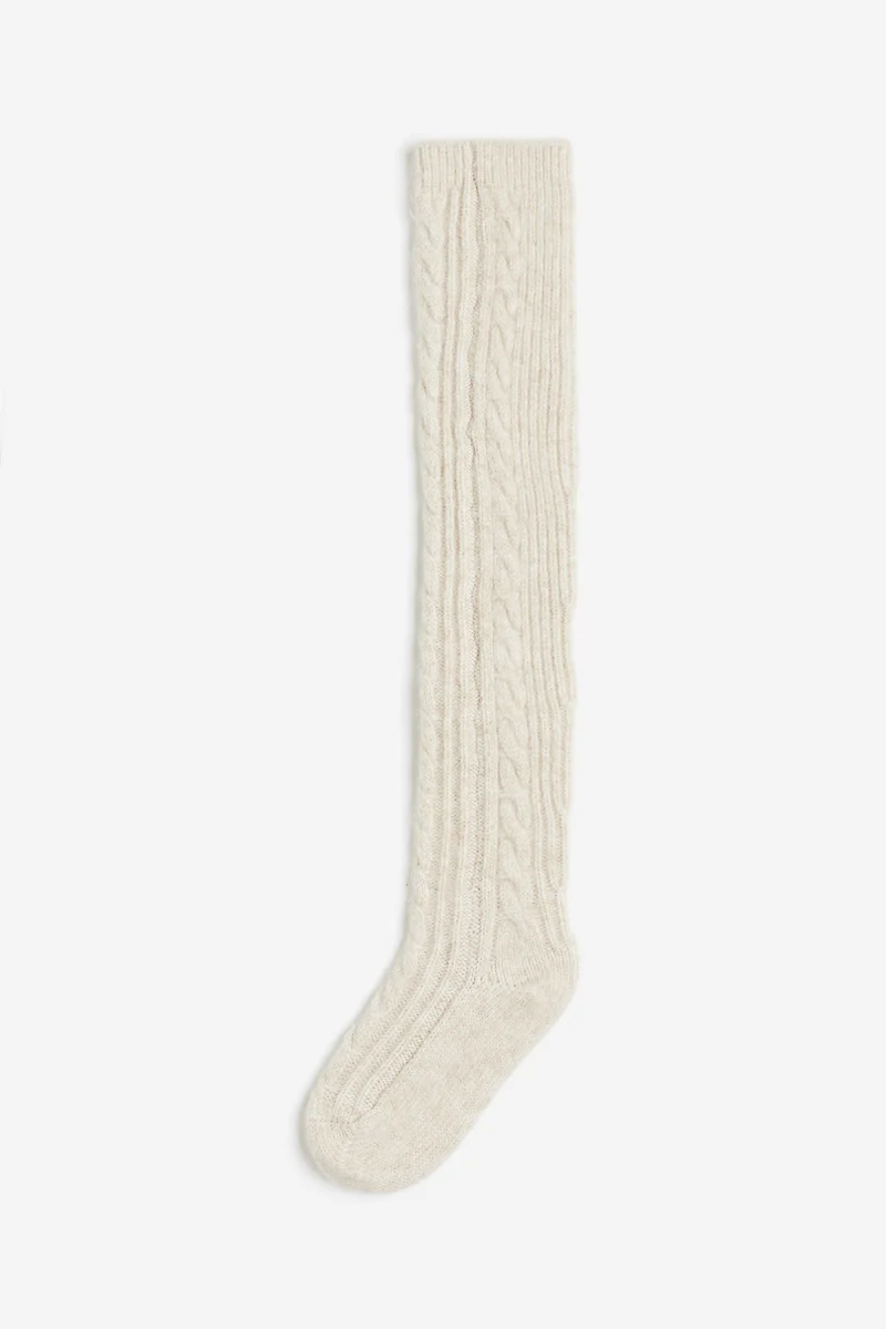 H&M Over-the-knee cable-knit socks