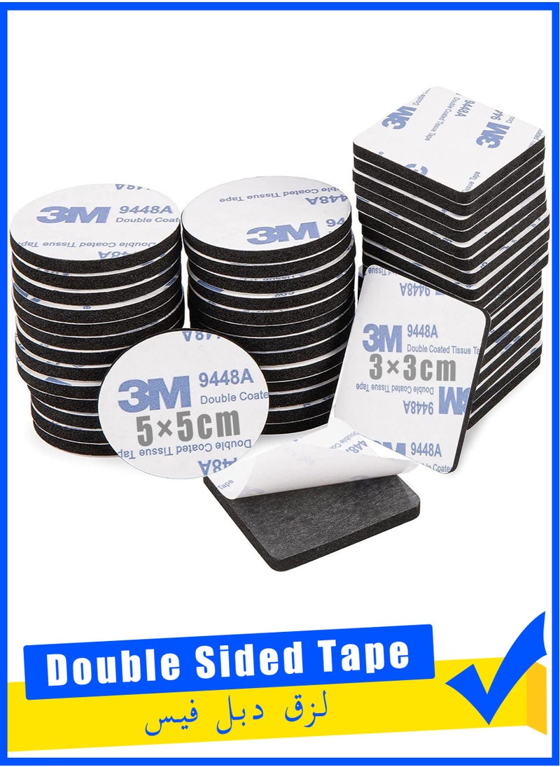3M 100 Pcs 3M Double Sided Tape Strong Heavy Duty Waterproof Tape Adhesive Foam Pad Tape for Holding Picture, Walls Picture, Light, Hooks, Home, Office, Square 30×30mm & Round 50×50mm  - Image 1