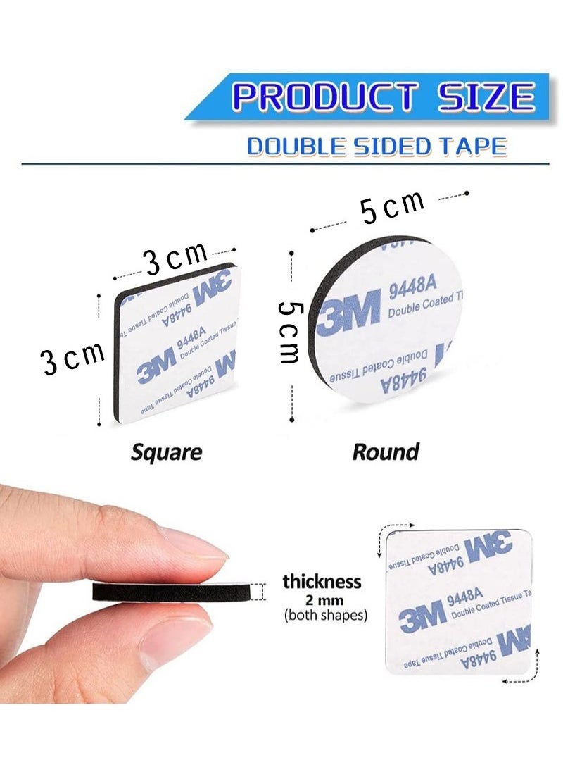 3M 100 Pcs 3M Double Sided Tape Strong Heavy Duty Waterproof Tape Adhesive Foam Pad Tape for Holding Picture, Walls Picture, Light, Hooks, Home, Office, Square 30×30mm & Round 50×50mm  - Image 2