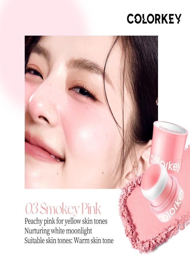 COLORKEY Shimmering Pudding Powder Blush, Lightweight, non-drying and smooth, Naturally Luminous Semi-Matte Finish, Self-contained brush, portable makeup (03 Smokey Pink, 3.2g) - Image 2