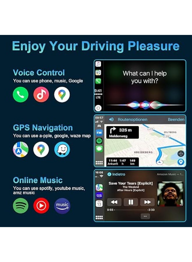 محول سيارة لاسلكي 4 في 1 – يحوّل CarPlay وAndroid Auto السلكي إلى لاسلكي، وصّل وشغّل لأجهزة iPhone iOS 10+ وAndroid 11+، متوافق مع السيارات من 2015 - Image 4