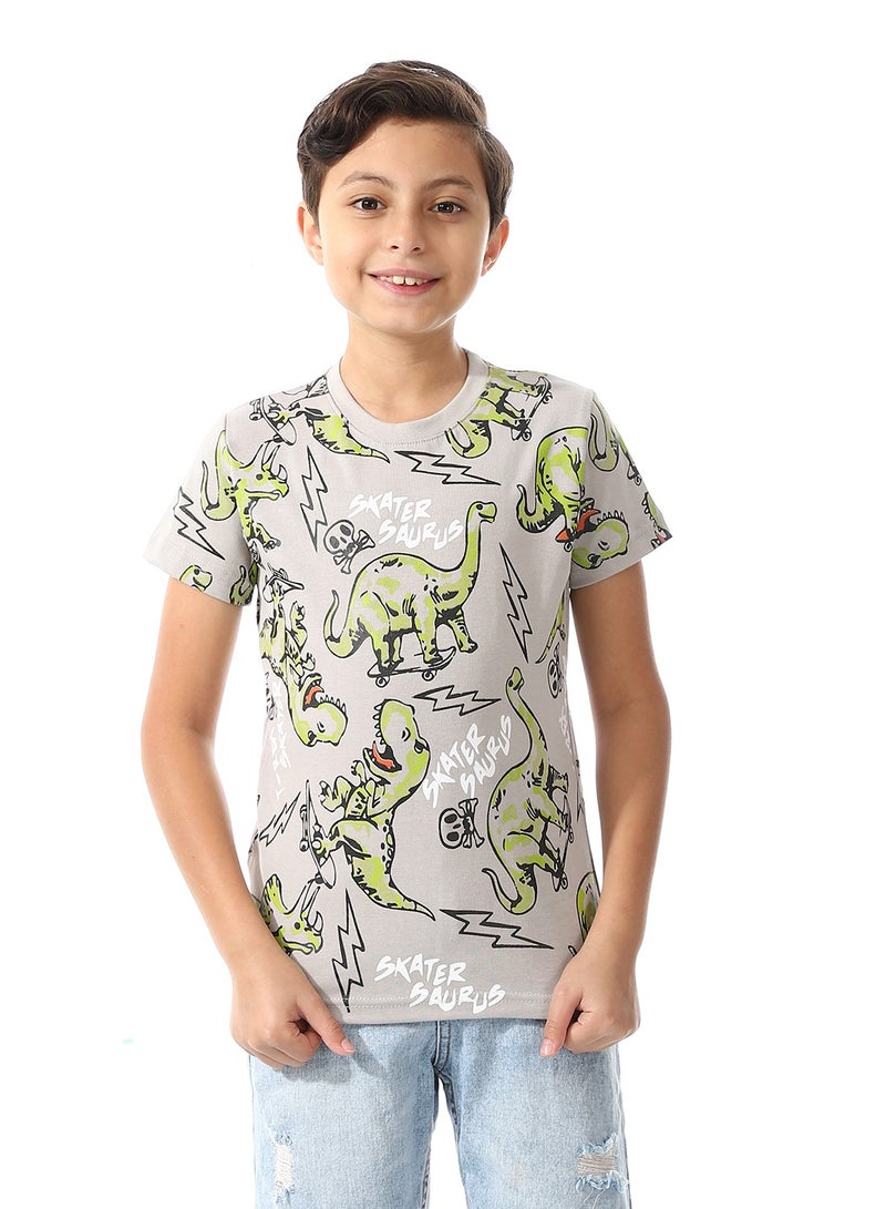 Andora Dinasours Vibes Grey Boys Tees_Grey - Image 1