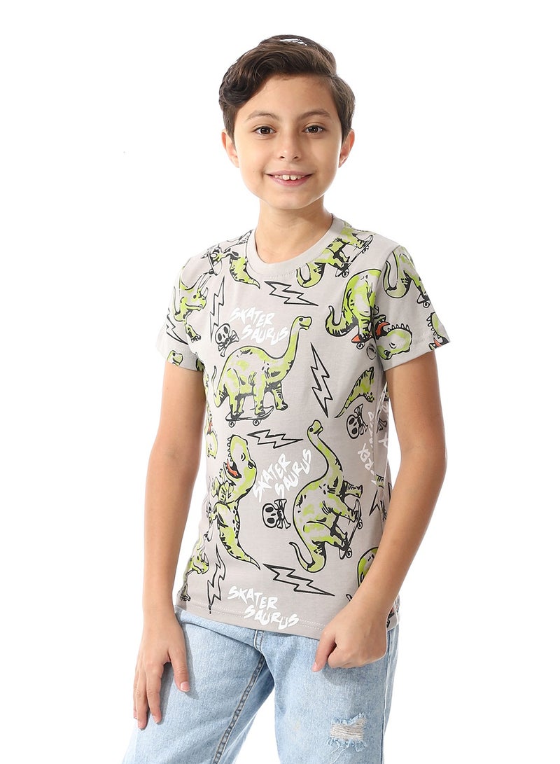 Andora Dinasours Vibes Grey Boys Tees_Grey - Image 2