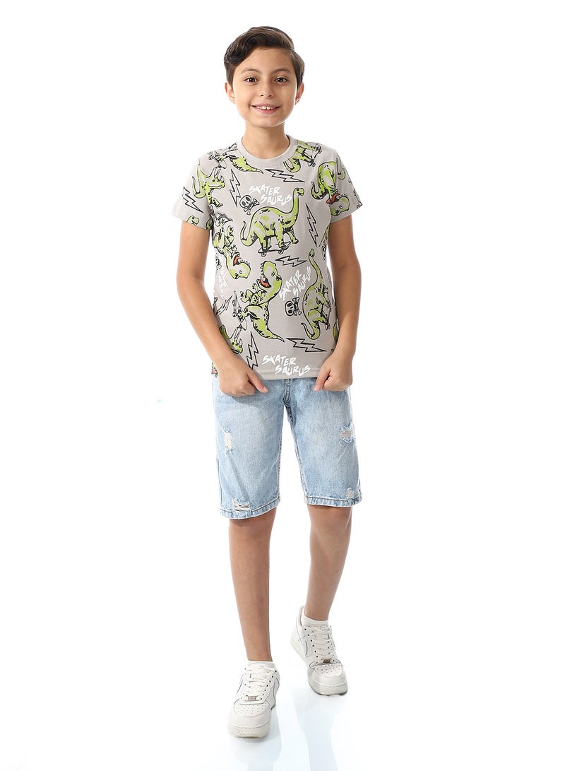 Andora Dinasours Vibes Grey Boys Tees_Grey - Image 5