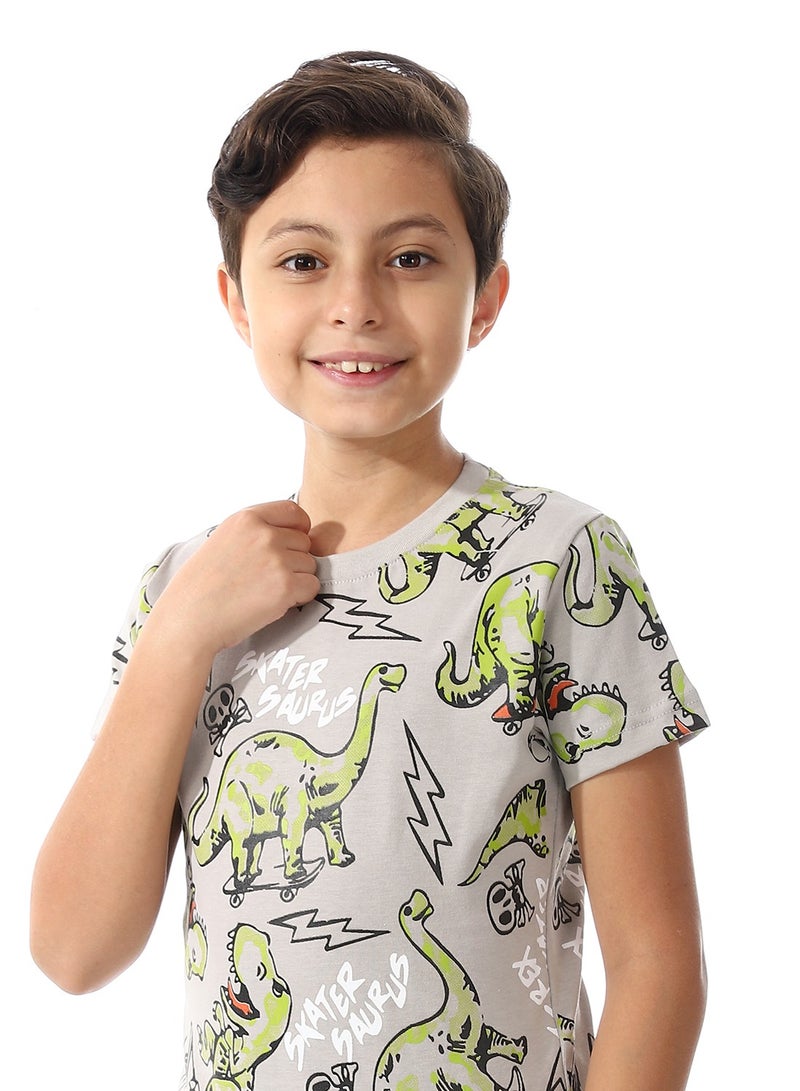 Andora Dinasours Vibes Grey Boys Tees_Grey - Image 4