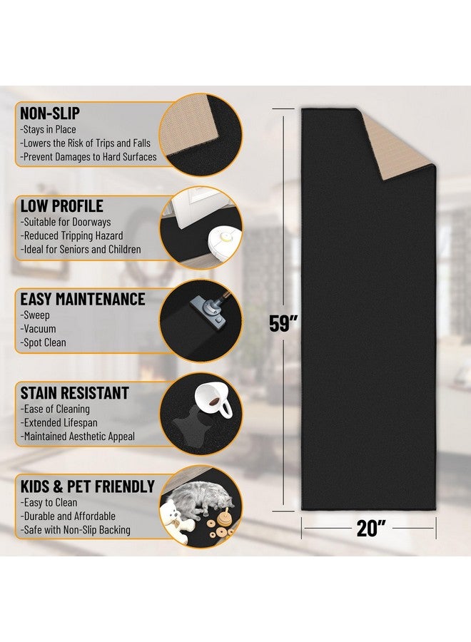 Ottomanson Hallway Runner Rug 20" x 59" Non Slip Solid Area Rugs Easy to Clean Laundry Rug Runner Durable & Pet Friendly Floor Carpet Runners for Hallways Entryway Living Room Kitchen, Black - Image 2