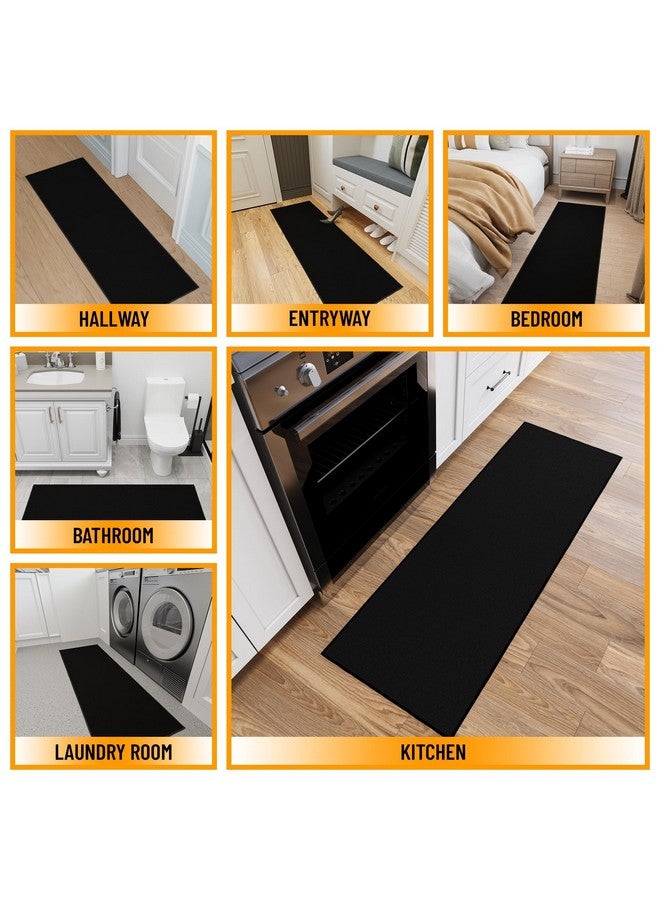 Ottomanson Hallway Runner Rug 20" x 59" Non Slip Solid Area Rugs Easy to Clean Laundry Rug Runner Durable & Pet Friendly Floor Carpet Runners for Hallways Entryway Living Room Kitchen, Black - Image 3