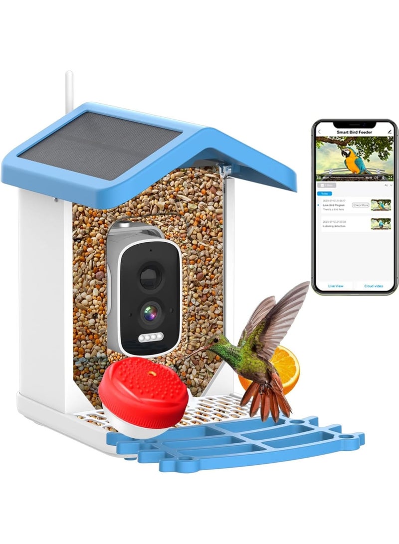 Zikra Smart Bird Feeder with 4MP 2.5K HD Camera, Solar Panel, AI Bird Detection Technology, Auto Video Capture, App Notifications, Built-In Two-Way Microphone, Ideal for Bird Watching - Image 1