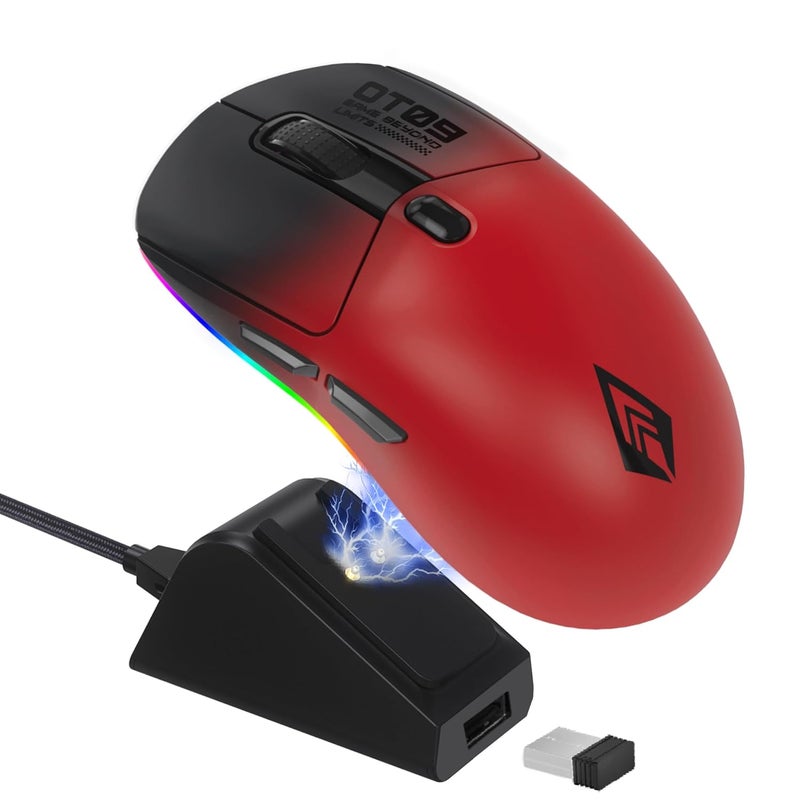 Archer Tech Lab Bluetooth Wireless Gaming Mouse (BT 5.3/2.4GHz/ Wired) PixArt PAW3311 Sensor, 22000 DPI~1000Hz Precise Tracking, 8 RGB/ 7 Programmable Buttons, Charging Dock, for PC Laptop Mac(Quest) - Image 1