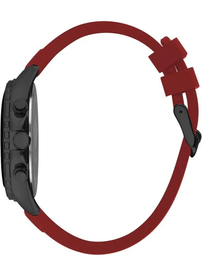 لي كوبر Lee Cooper Men's Quartz Movement Watch, Multi Function Display and Silicone Strap - LC07527.658, Red