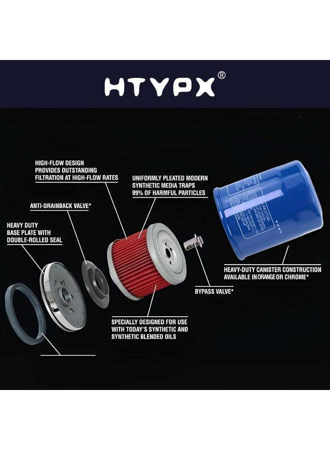 HTYPX Oil Filters 15400-PLM-A02 15400-PLM-A01 Compatible with Honda GX610 GX630 GX660 GX670 GX690 GXV340 GXV390 GXV610 GXV630 GXV660 GXV670 GXV690 Engines Replace 15400-PLM-A02PE 15400-P0H-305PE (4 PACK) - Image 4