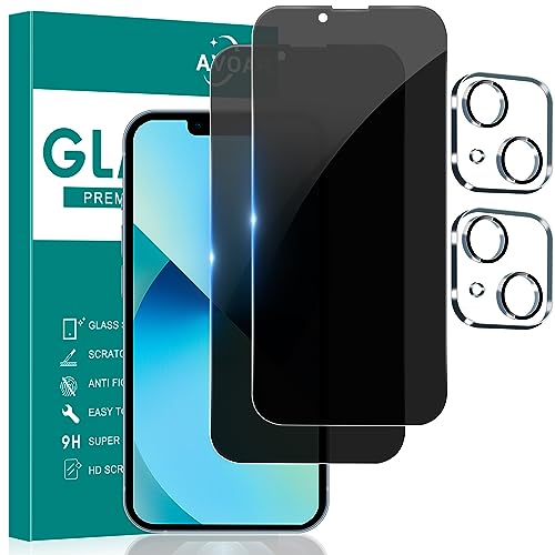 AVOAR [2+2 Pack Privacy Screen Protector for iPhone 13 with Camera Lens Protector, 6.1 Inch Tempered Full Screen Glass Accessories, Anti-Spy, Bubble Free, Case Friendly - Image 1