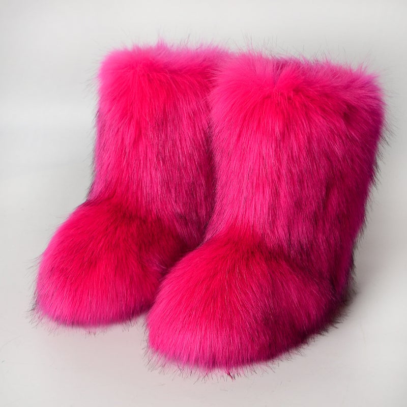 Boots Children'S Winter Warm Thickness Non-Slip Shibuya Mao Mao Boots Mid-Tube Stylish Snow Boots - Image 1