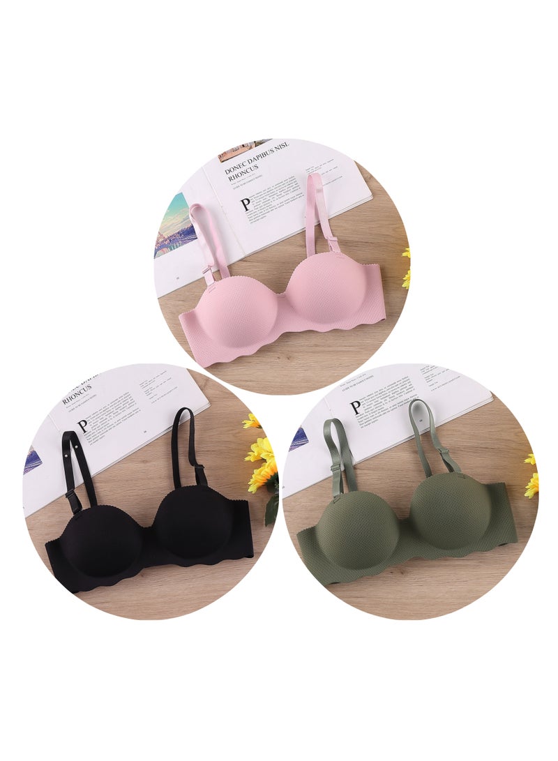 3 Pieces Women Half Cup Seamless Push Up Bra - Image 1