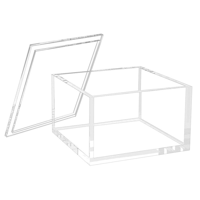 NIUBEE Acrylic Storage Box with Lids 4 Clear MultPurpose Box Square Stackable for Office Home Mini Cube Containers for JewelryStaples Mini Toys