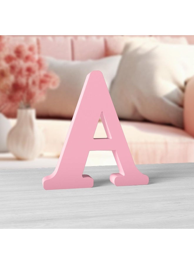 TPGP 6 Inch Pink Wood Letters for Wall Decorations: Unfinished, Standing Letters for Home, Party Projects (A) - Image 1