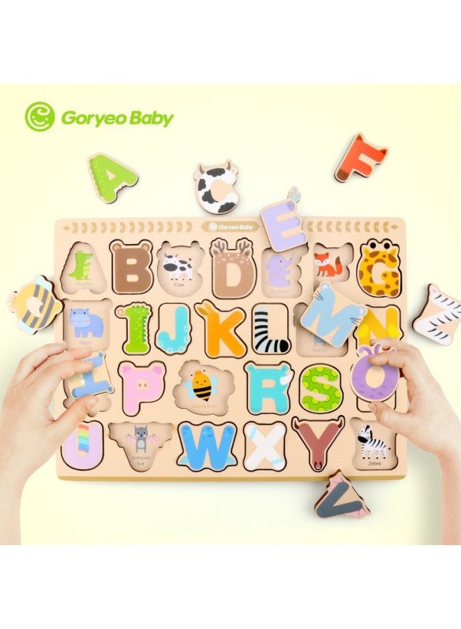 GoryeoBaby Car Traffic Animal Card Hand-held Puzzle Toddler Baby Early Education Shape Puzzle Toy-Color:G-letter Puzzle - Image 1