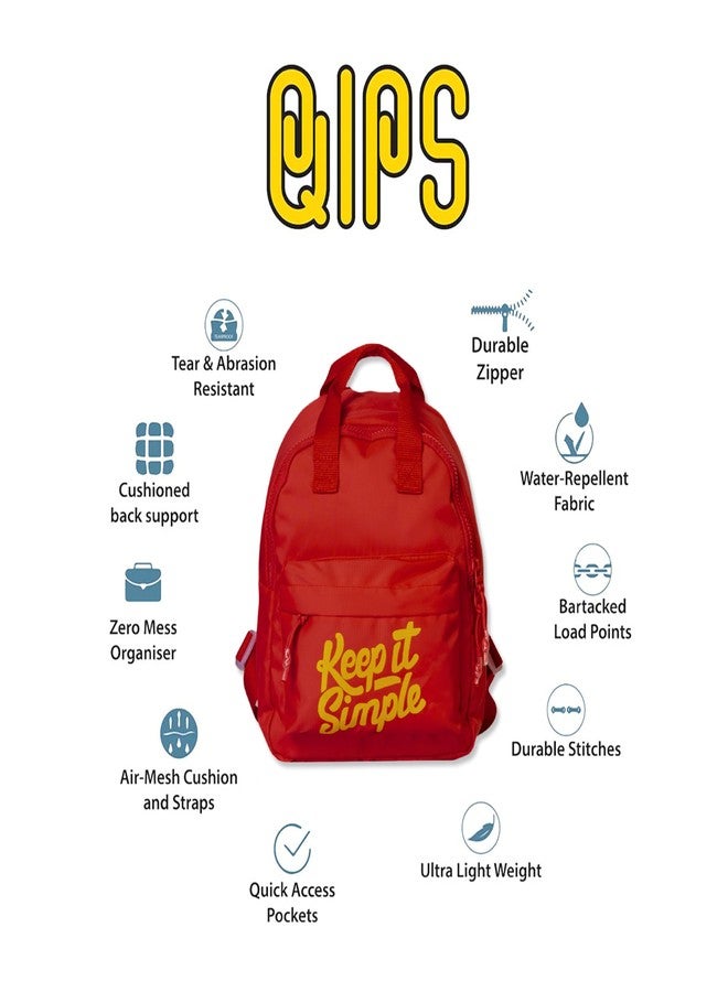QIPS Keep It Simple 11-Inch Stylish & Trendy Mini Backpack for Travel, College & Daily Use | Compact & Durable Bag for Girls & Women - Red - Image 5