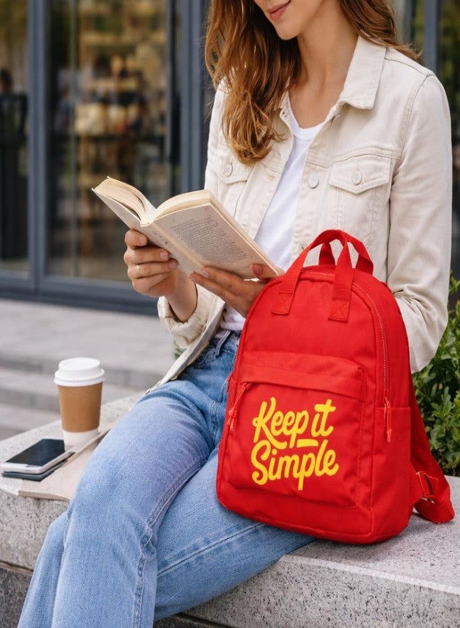 QIPS Keep It Simple 11-Inch Stylish & Trendy Mini Backpack for Travel, College & Daily Use | Compact & Durable Bag for Girls & Women - Red - Image 2