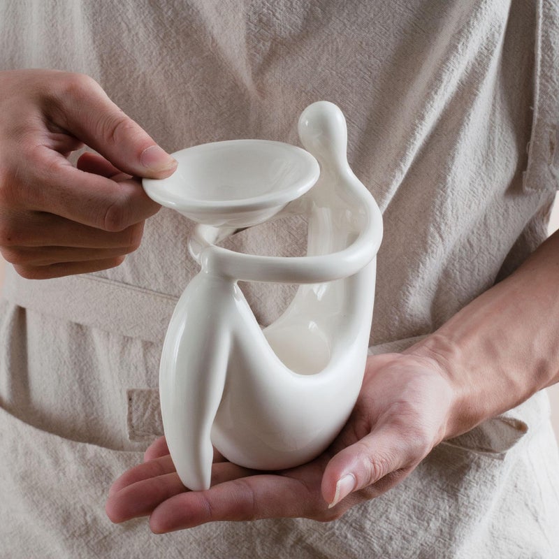 Warmself Beauty Essential Oil Burner Wax Melt Burners, Aromatherapy Aroma Burner Ceramic Oil Diffuser Candle Tealight Holder Home Bedroom Decor-Wait A Moment - Image 2