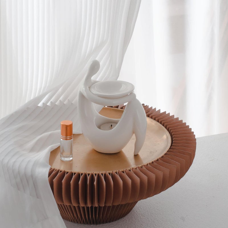 Warmself Beauty Essential Oil Burner Wax Melt Burners, Aromatherapy Aroma Burner Ceramic Oil Diffuser Candle Tealight Holder Home Bedroom Decor-Wait A Moment - Image 4