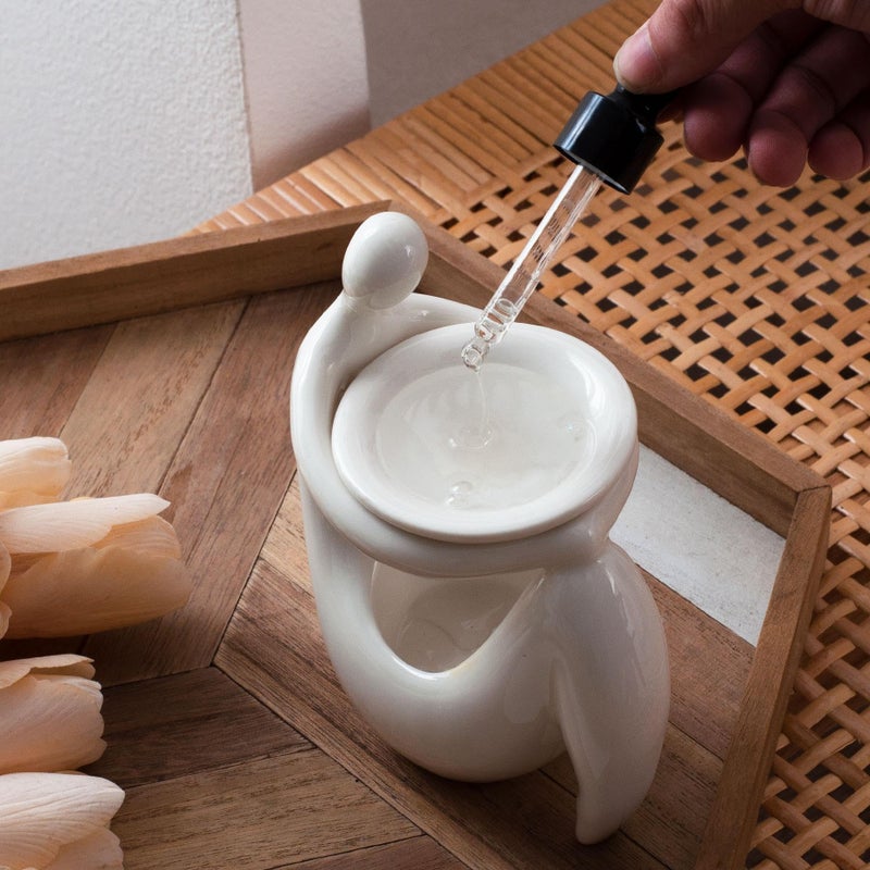 Warmself Beauty Essential Oil Burner Wax Melt Burners, Aromatherapy Aroma Burner Ceramic Oil Diffuser Candle Tealight Holder Home Bedroom Decor-Wait A Moment - Image 3