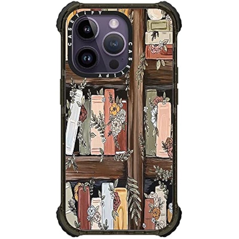 Casetify Ultra Impact iPhone 14 Pro Case 【5X Military Grade Drop Tested / 11.5ft Drop Protection】 - Bookshelf Garden by KT's Canvases - Glossy Black - Image 1