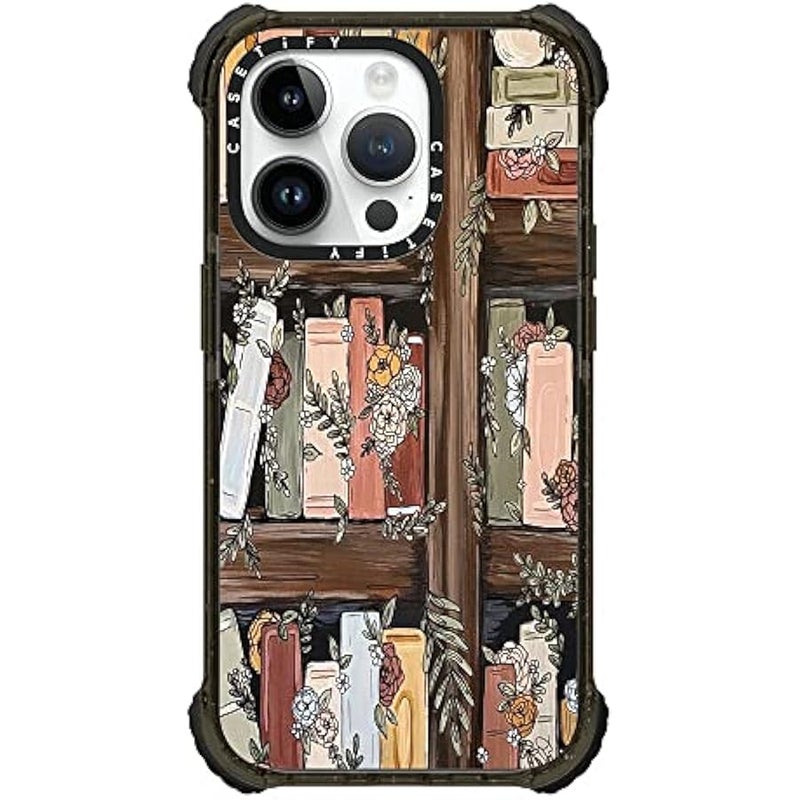 Casetify Ultra Impact iPhone 14 Pro Case 【5X Military Grade Drop Tested / 11.5ft Drop Protection】 - Bookshelf Garden by KT's Canvases - Glossy Black - Image 2