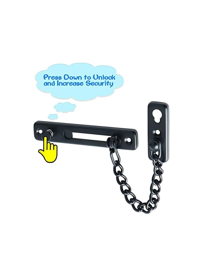 PROMASS Stainless Steel Chain Door Guard with Spring Anti-Theft Press Lock, Punch Free Door Chain Lock, Bedroom Home Apartment Hotel Security Door Sliding Safety Chain Lock Stainless Steel Easy Installation - Image 4