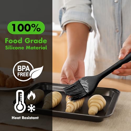 hotec فرشاة باسيتيغ مقاومة للحرارة HOTEC 600℉، فرشاة معجنات سيليكون خالية من BPA، لنشر الزيت والزبدة والصلصات والتتبيلات للشواء والشواء والخبز والطهي آمنة في غسالة الصحون (أسود 2) - Image 3