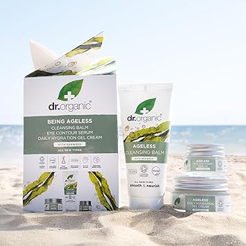 dr.organic Dr Organic Ageless Skincare Set with Organic Seaweed Cleansing Balm Face Cream Eye Serum Moisturising Fine Lines Wrinkles Gift Set Vegan CrueltyFree Paraben SLSFree Certified Organic - Image 2