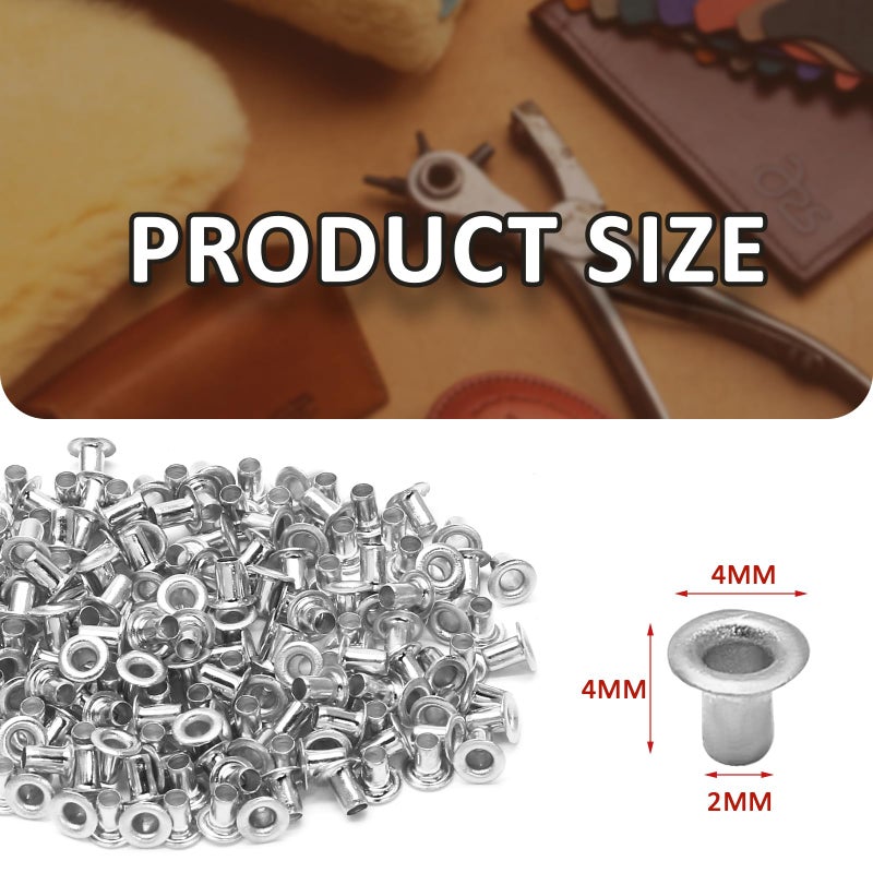 Litoexpe 2Mm Tiny Grommets Eyelets 200 Pcs  Self Backing Eyelets For Bead Cores  Clothes  Leather  Canvas (Silver) - Image 2