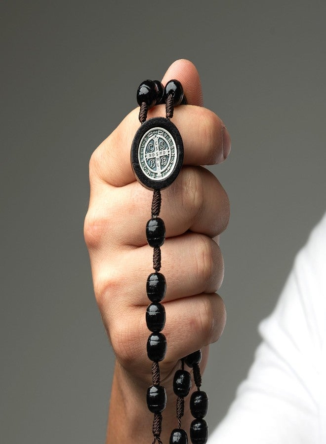 Intercession Mens Large St Benedict Rosary - Black - Image 4